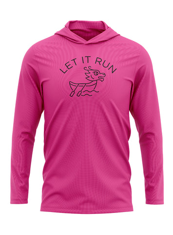 Unisex Let it Run Long-sleeved Hood Dri Fit Pink